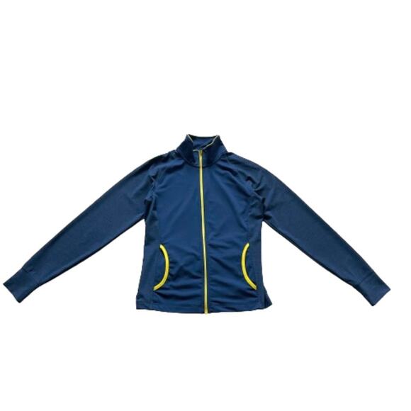 Slazenger Blue Yellow Trim Zip Front Pockets Golf Active Workout Jacket Size XS - Picture 12 of 13